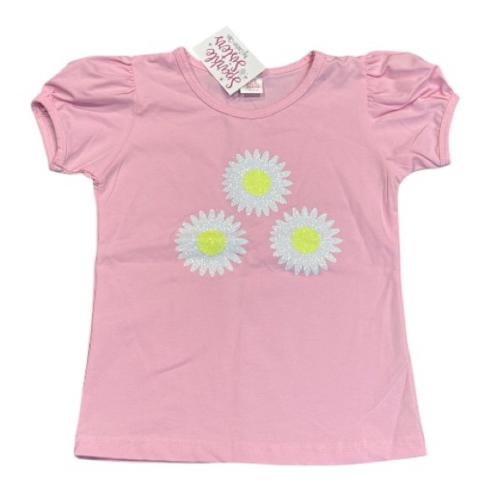 Sparkle Sisters Pink Shirt with Daisies